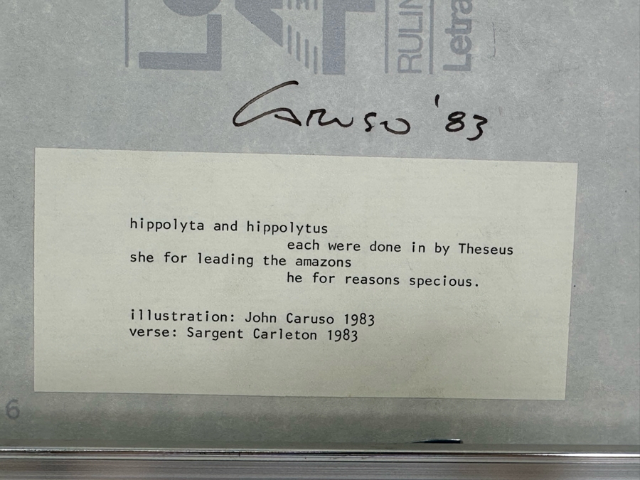 John Caruso Original Hippo Illustration 1983 Framed 18 X 8 [Photo 9]