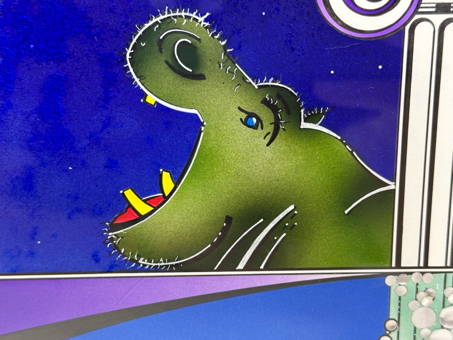 John Caruso Original Hippo Illustration 1983 Framed 18 X 8 [Photo 5]