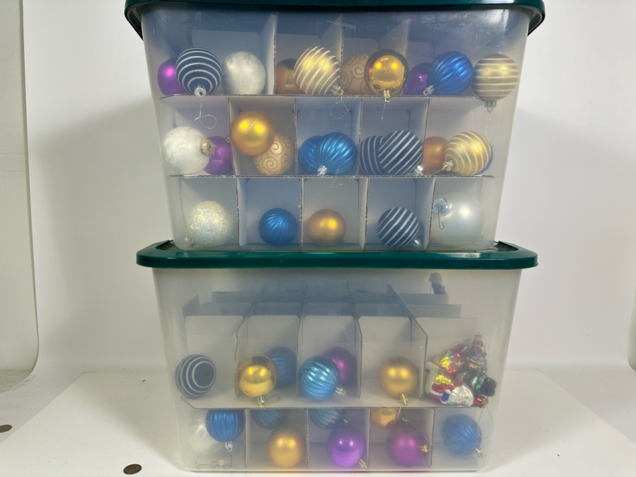 Two Bins Filled With Glass Christmas Ornaments [Photo 6]