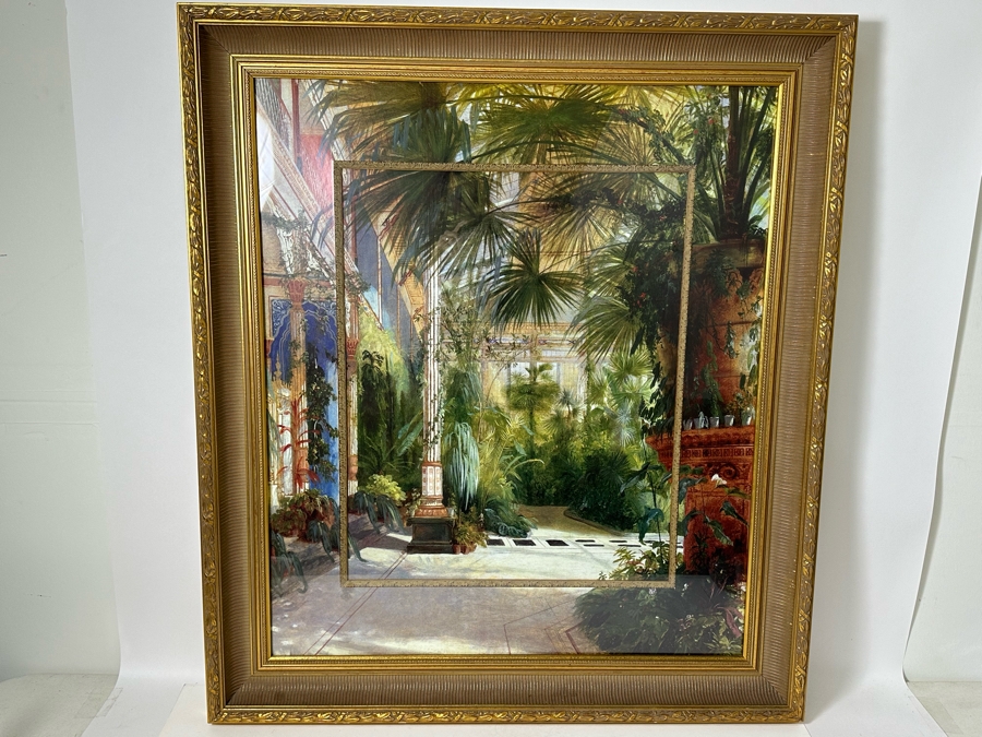 Large Print After Carl Blechen Titled 'The Interior Of The Palm House' Framed 37 X 42 [Photo 3]