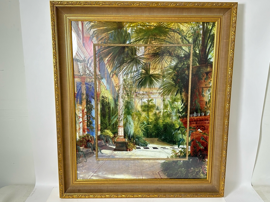 Large Print After Carl Blechen Titled 'The Interior Of The Palm House' Framed 37 X 42 [Photo 4]