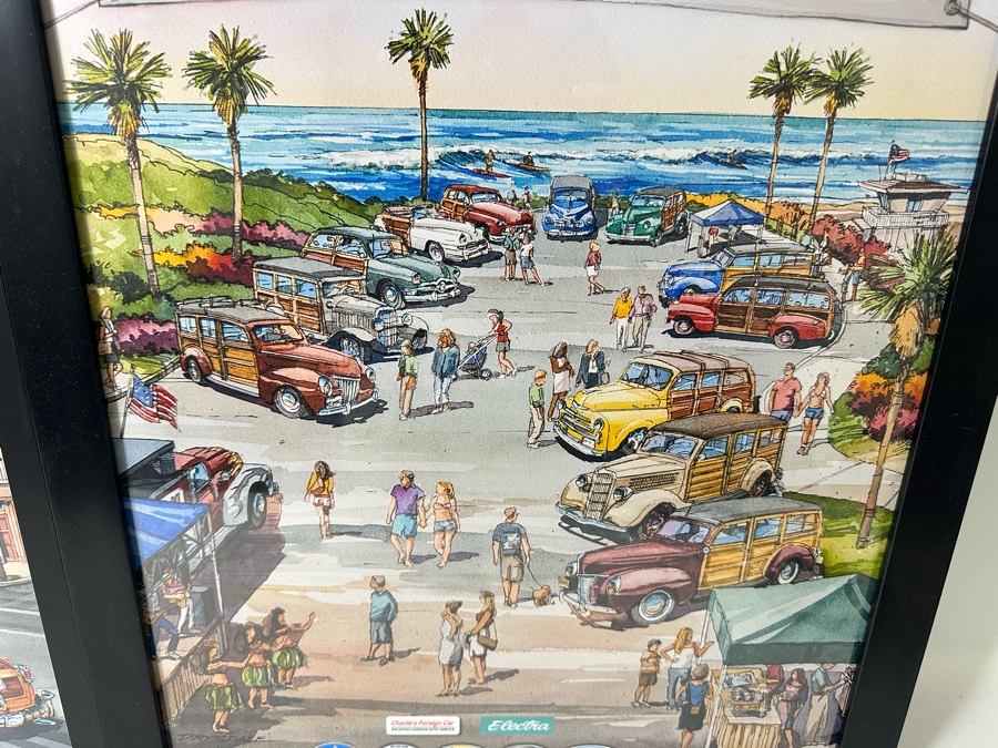 Pair Of Framed Wavecrest Woodie Posters Moonlight Beach 2014 & 2016 [Photo 8]