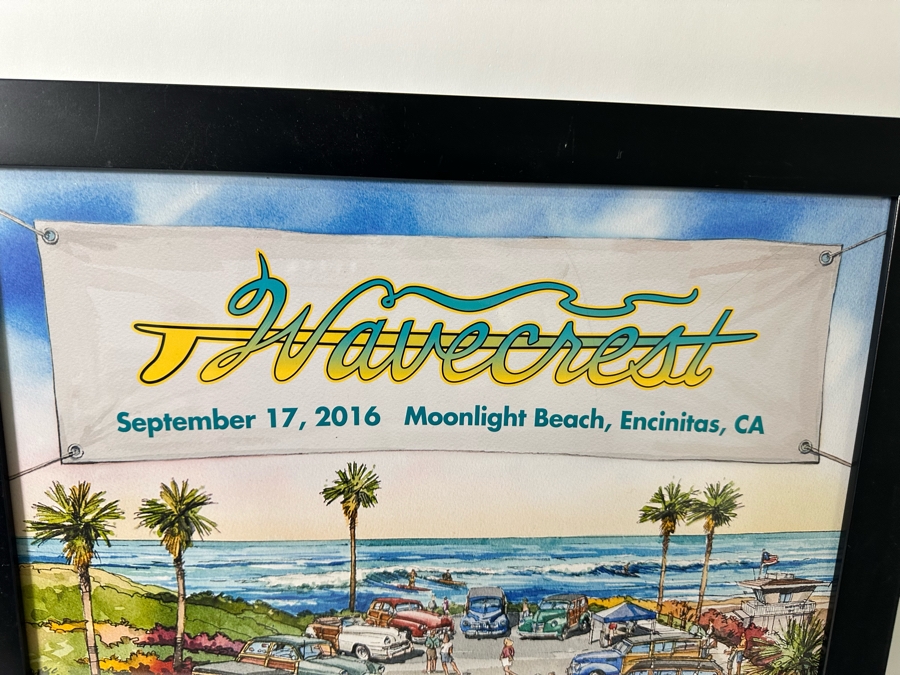 Pair Of Framed Wavecrest Woodie Posters Moonlight Beach 2014 & 2016 [Photo 7]