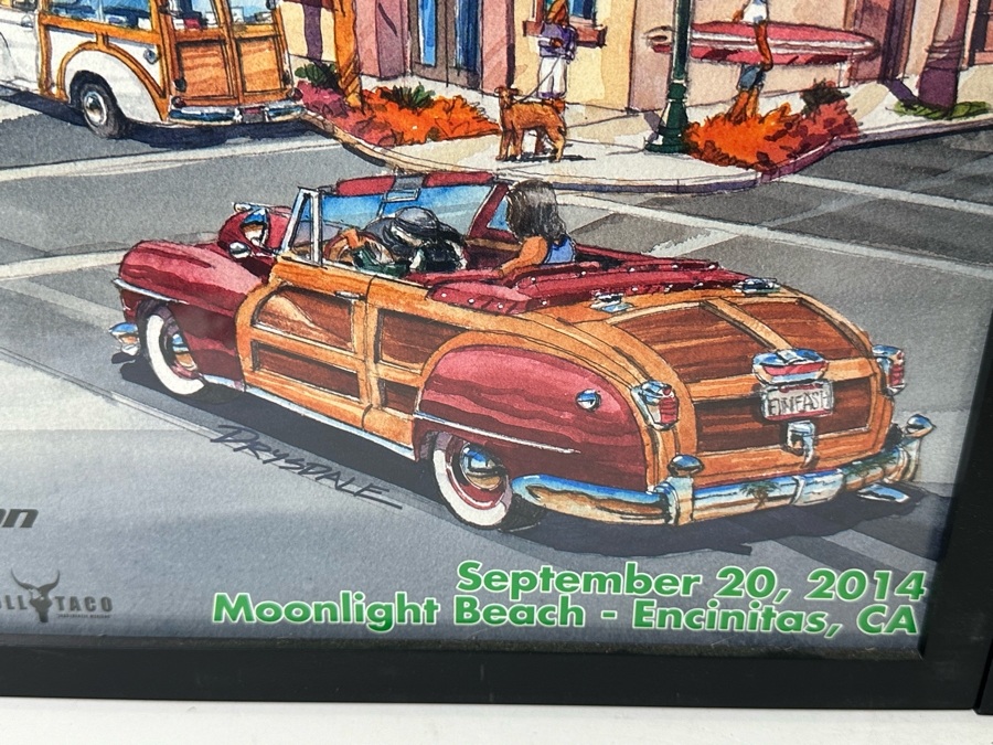 Pair Of Framed Wavecrest Woodie Posters Moonlight Beach 2014 & 2016 [Photo 5]