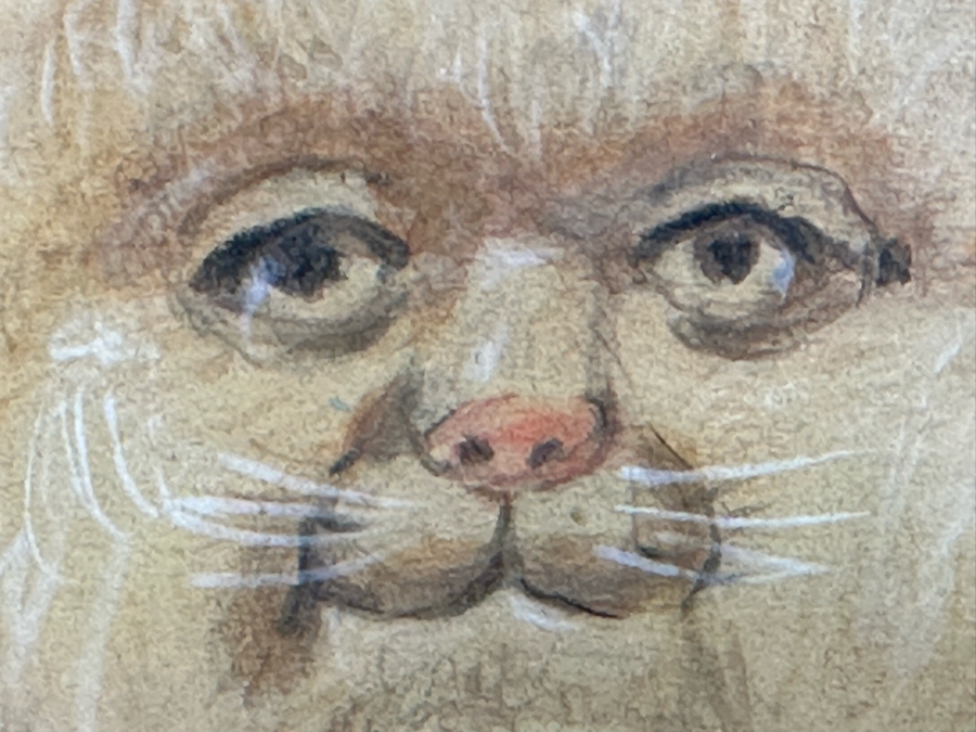 Original Drawing After Fernando Botero Fat Cat 8.5 X 8 Framed 17.5 X 16.5 [Photo 8]