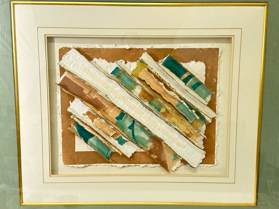 Original Abstract Paper Collage Framed Signed E. Rose 48 X 42.5 [Photo 5]