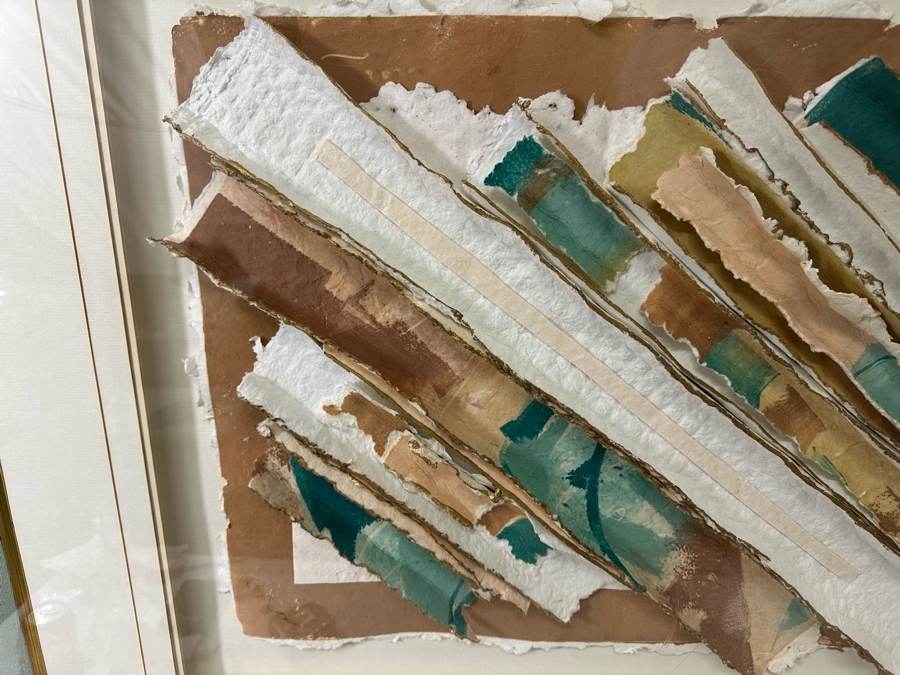 Original Abstract Paper Collage Framed Signed E. Rose 48 X 42.5 [Photo 9]