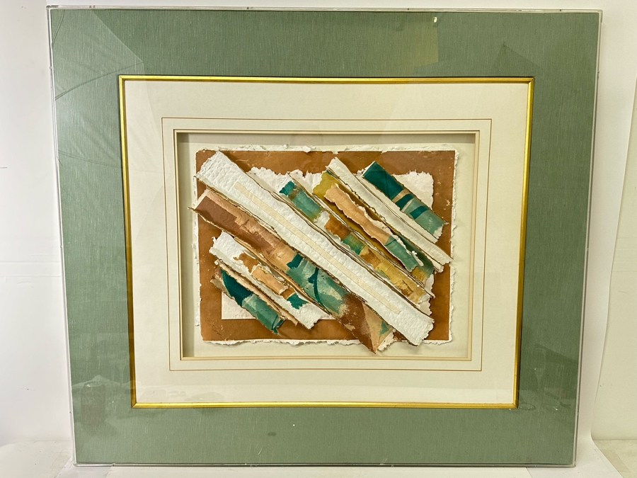 Original Abstract Paper Collage Framed Signed E. Rose 48 X 42.5 [Photo 4]