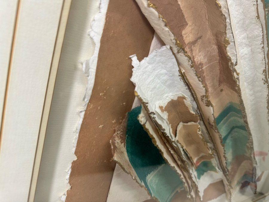 Original Abstract Paper Collage Framed Signed E. Rose 48 X 42.5 [Photo 8]