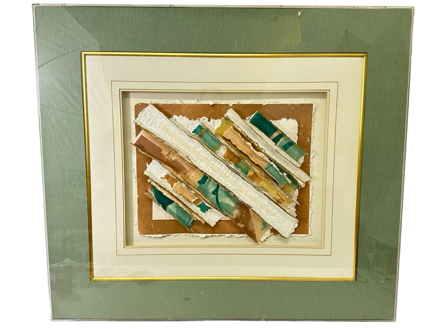 Original Abstract Paper Collage Framed Signed E. Rose 48 X 42.5 [Photo 2]