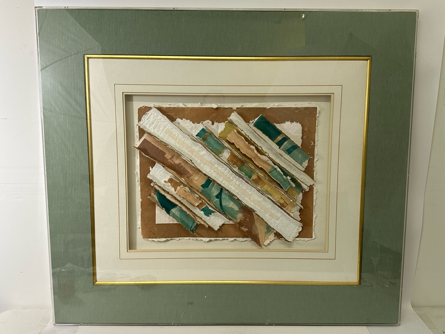 Original Abstract Paper Collage Framed Signed E. Rose 48 X 42.5 [Photo 3]