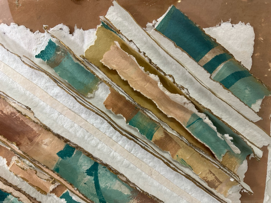 Original Abstract Paper Collage Framed Signed E. Rose 48 X 42.5 [Photo 11]