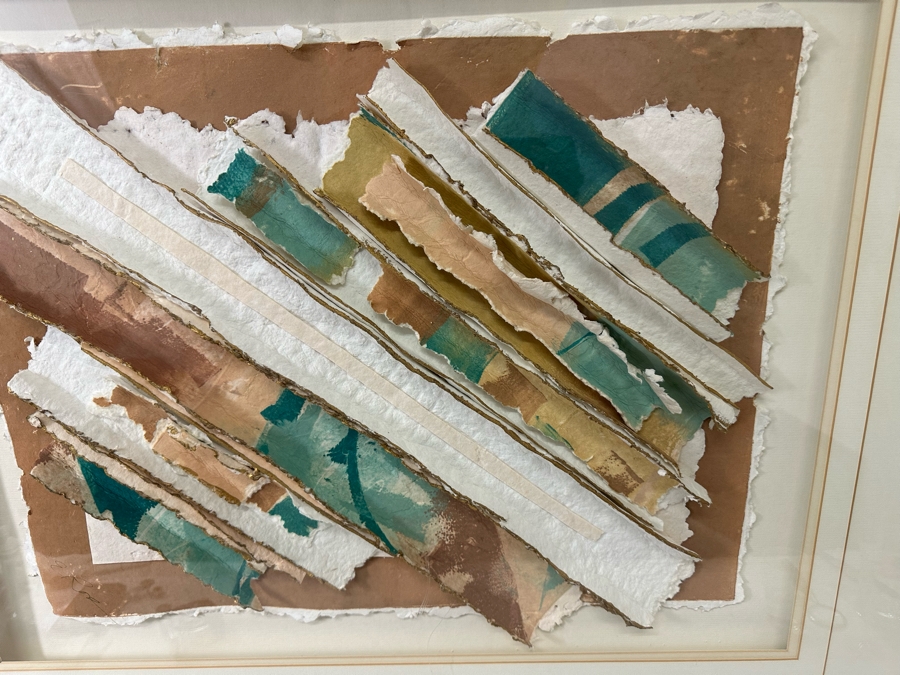 Original Abstract Paper Collage Framed Signed E. Rose 48 X 42.5 [Photo 10]