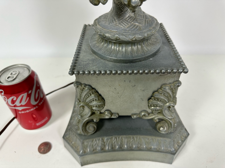 Vintage Metal Table Lamp With Cherub No Shade 33H [Photo 6]