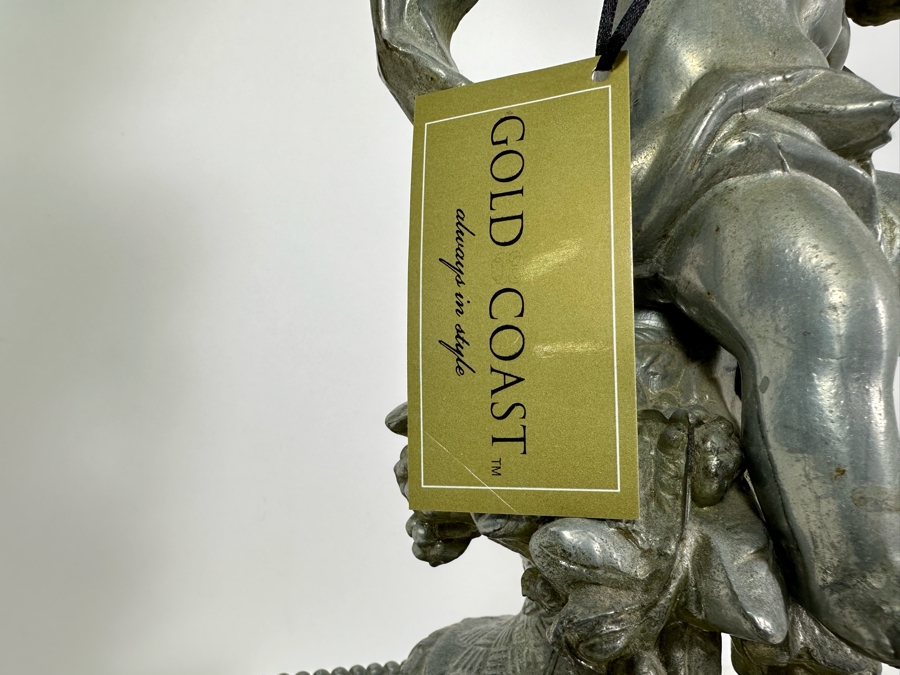 Vintage Metal Table Lamp With Cherub No Shade 33H [Photo 4]