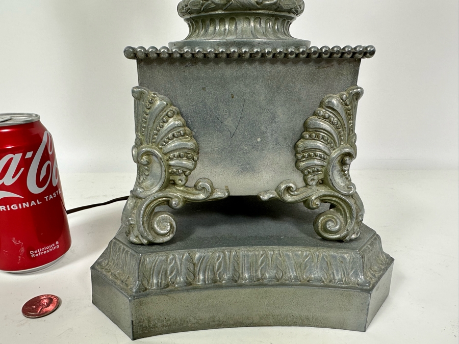 Vintage Metal Table Lamp With Cherub No Shade 33H [Photo 5]