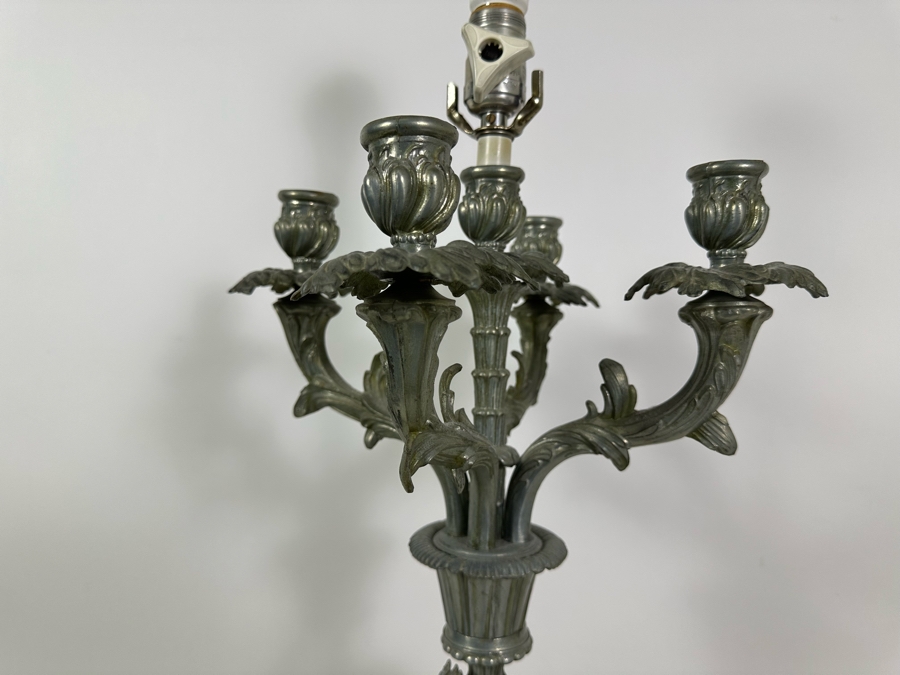 Vintage Metal Table Lamp With Cherub No Shade 33H [Photo 7]