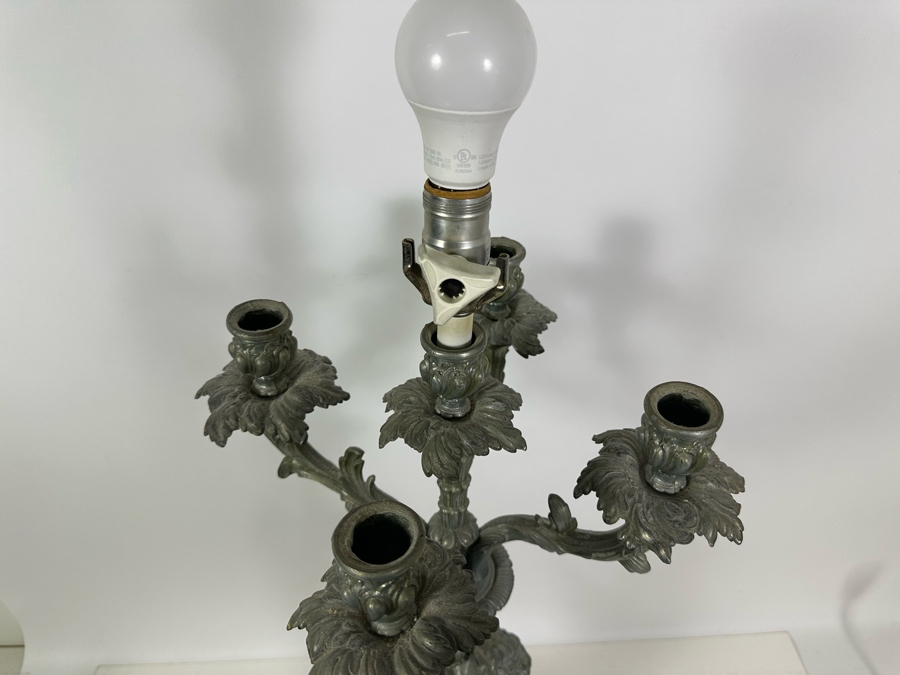 Vintage Metal Table Lamp With Cherub No Shade 33H [Photo 8]
