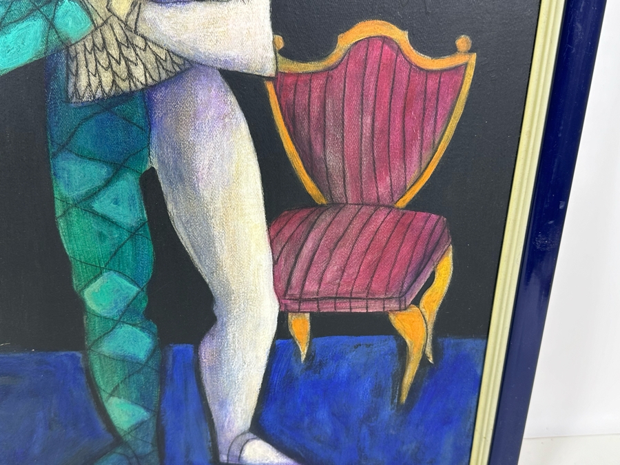 Antonio Guadalupe (B. 1942, Dominican Republic) Original Painting On Canvas Of Harlequin 16 X 20 [Photo 6]
