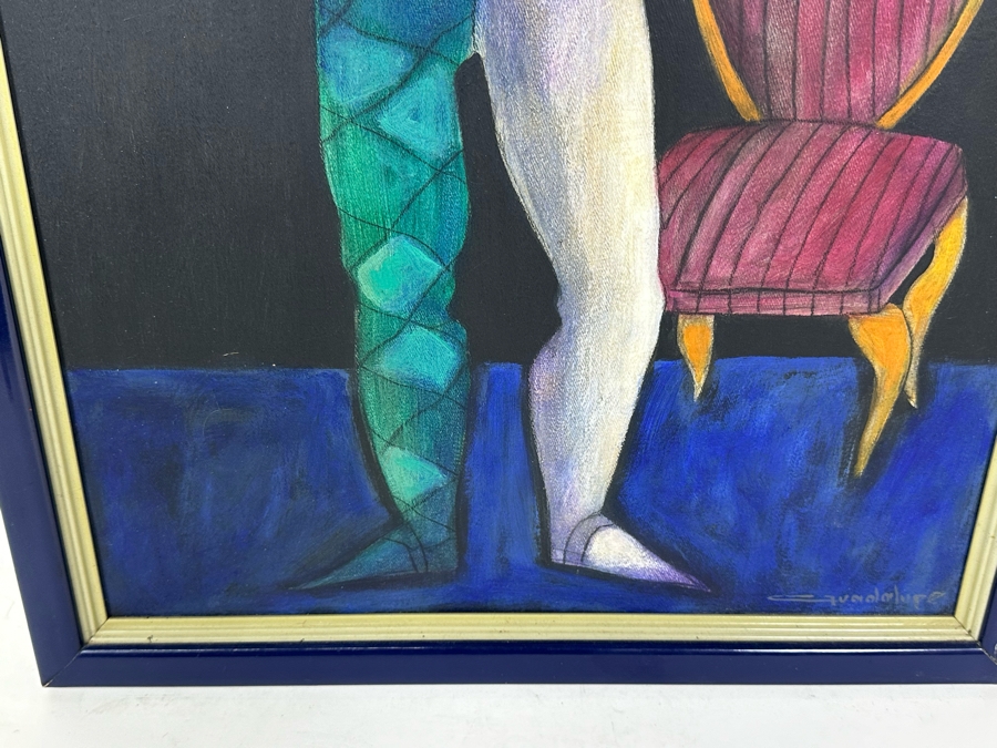 Antonio Guadalupe (B. 1942, Dominican Republic) Original Painting On Canvas Of Harlequin 16 X 20 [Photo 7]