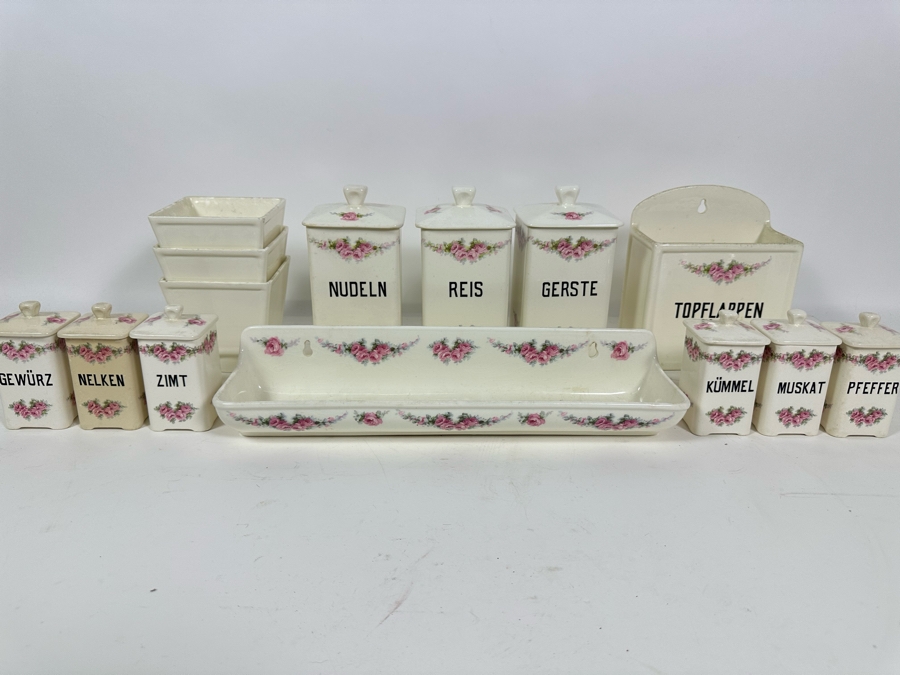 Vintage Max Roesler Rodach German Art Nouveau Earthenware Kitchen Set [Photo 2]