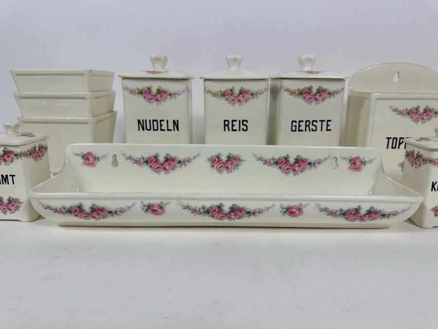 Vintage Max Roesler Rodach German Art Nouveau Earthenware Kitchen Set [Photo 3]