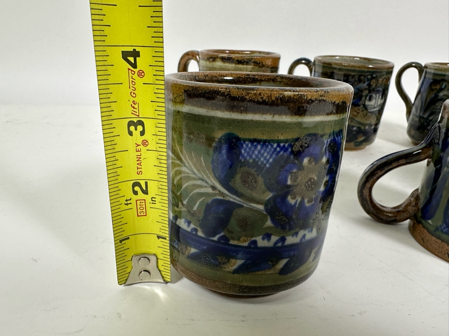 Xochiquetzal Mexico Ceramic Pottery Six Coffee Cups 3.5H [Photo 11]