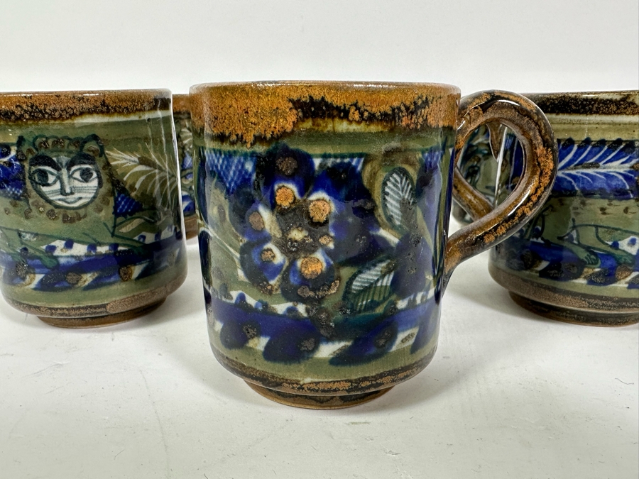 Xochiquetzal Mexico Ceramic Pottery Six Coffee Cups 3.5H [Photo 6]