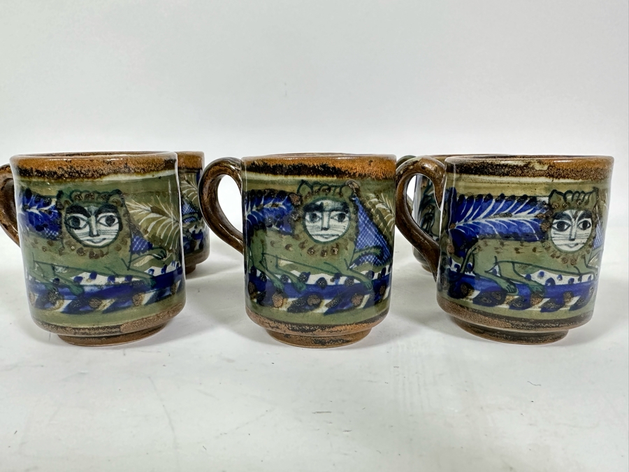 Xochiquetzal Mexico Ceramic Pottery Six Coffee Cups 3.5H [Photo 2]