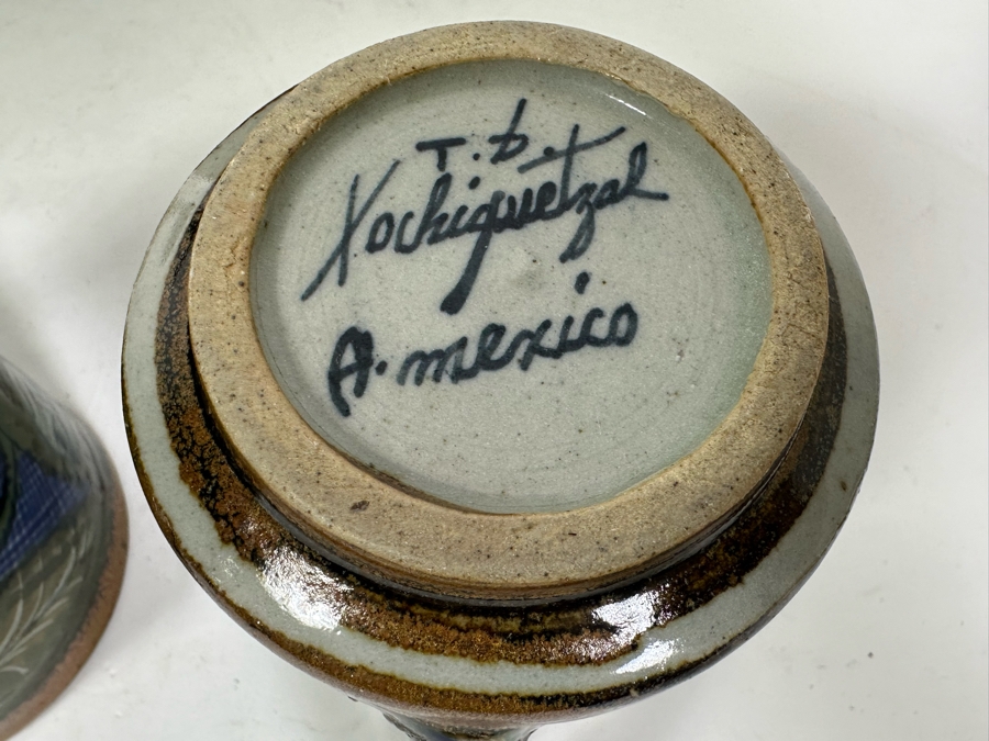 Xochiquetzal Mexico Ceramic Pottery Six Coffee Cups 3.5H [Photo 8]