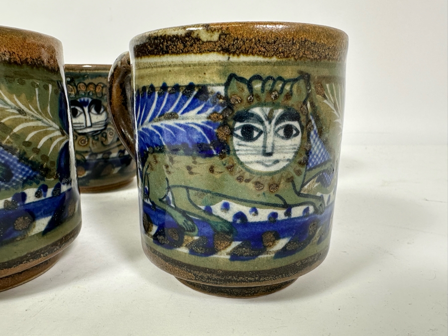 Xochiquetzal Mexico Ceramic Pottery Six Coffee Cups 3.5H [Photo 3]