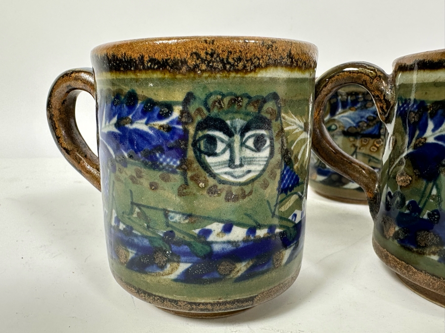 Xochiquetzal Mexico Ceramic Pottery Six Coffee Cups 3.5H [Photo 5]