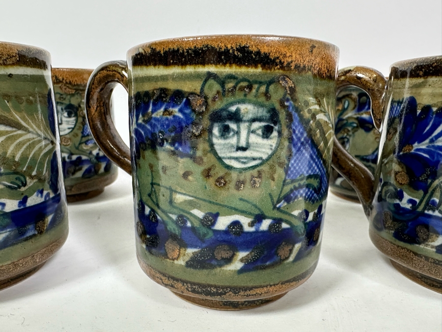 Xochiquetzal Mexico Ceramic Pottery Six Coffee Cups 3.5H [Photo 4]