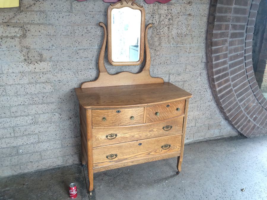 Quarter Sawn Oak Dresser with Pivot Beveled Mirror