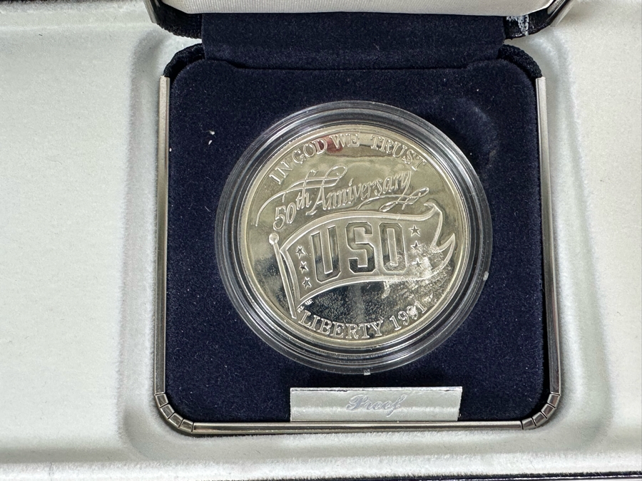 1992 White House 200th Anniversary Coin Proof Silver Dollar (90% Silver), 1991 USO Proof Silver Dollar (90% Silver) And 1999 Susan B. Anthony Proof Dollar Coin [Photo 7]