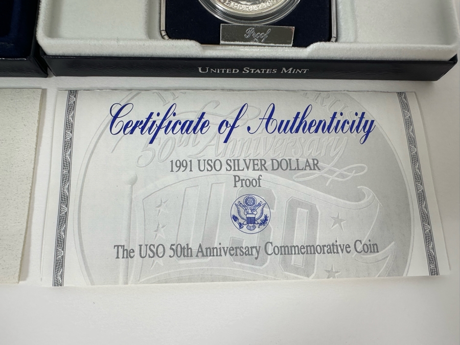 1992 White House 200th Anniversary Coin Proof Silver Dollar (90% Silver), 1991 USO Proof Silver Dollar (90% Silver) And 1999 Susan B. Anthony Proof Dollar Coin [Photo 11]