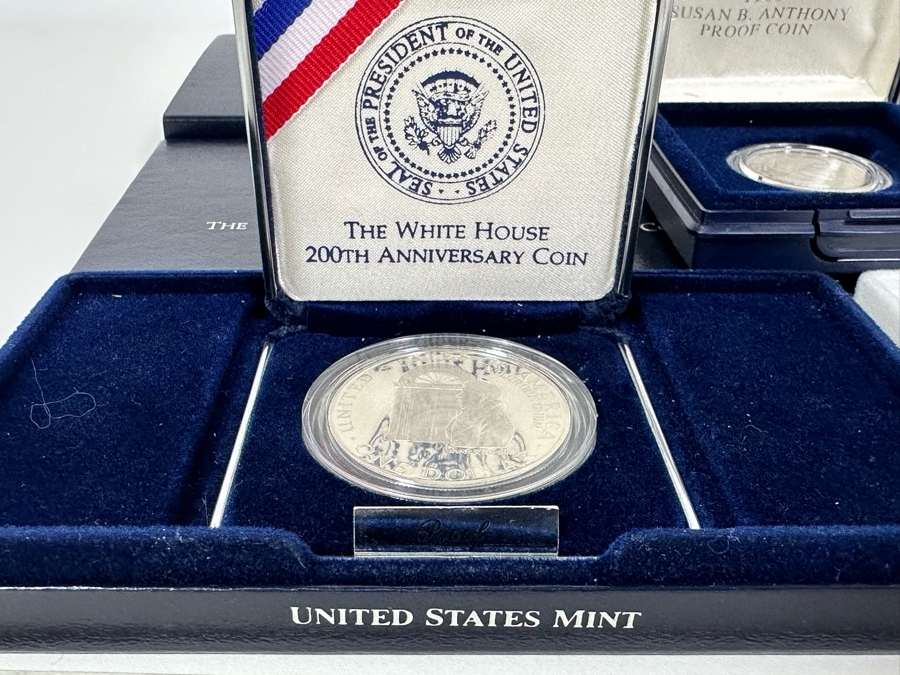 1992 White House 200th Anniversary Coin Proof Silver Dollar (90% Silver), 1991 USO Proof Silver Dollar (90% Silver) And 1999 Susan B. Anthony Proof Dollar Coin [Photo 9]