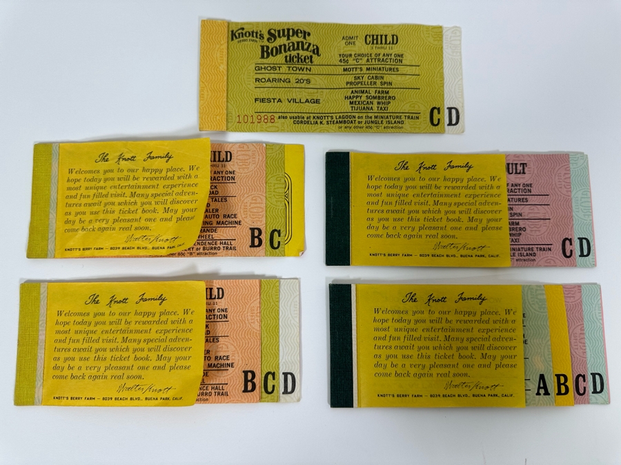 Five Partially Used Knott's Berry Farm Amusement Park Ticket Books [Photo 2]