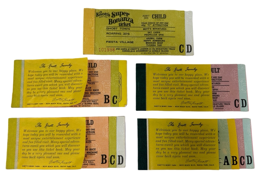 Five Partially Used Knott's Berry Farm Amusement Park Ticket Books [Photo 1]