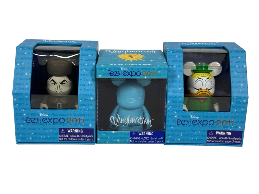 Set Of Three Vinylmation D23 Expo 2001 Disney 3' Vinyl Figures New In Boxes