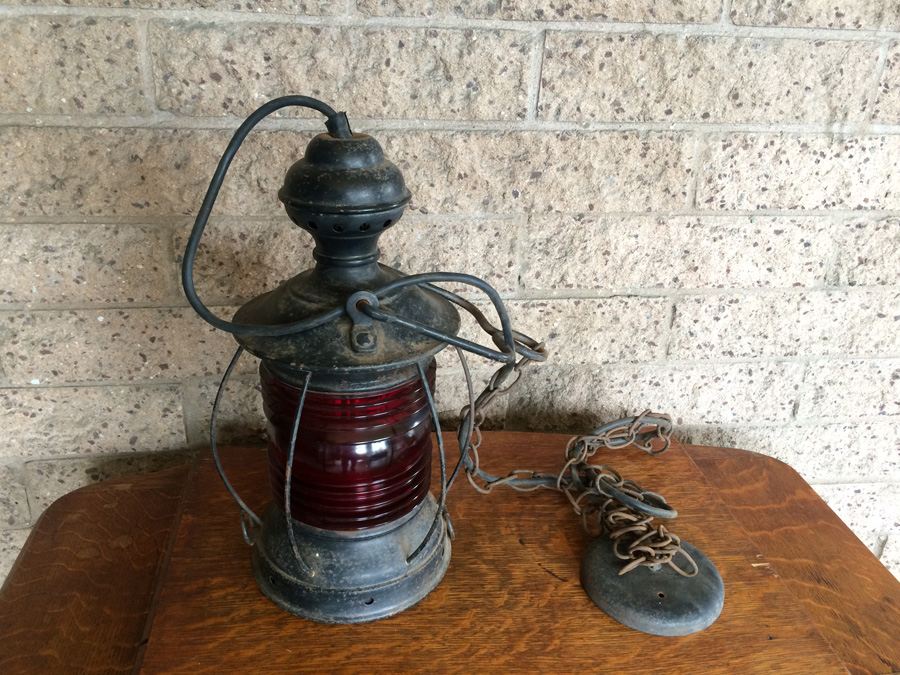 Electrified Red Lantern Light Fixture [Photo 1]
