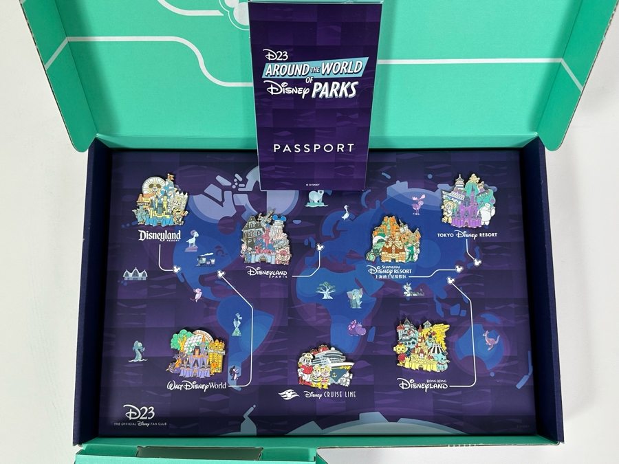 D23 Around The World Of Disney Parks Fan Club Disney Trading Pins Set With Box 16W X 10.5D X 1.75H [Photo 4]
