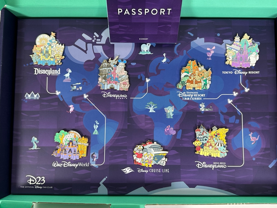 D23 Around The World Of Disney Parks Fan Club Disney Trading Pins Set With Box 16W X 10.5D X 1.75H [Photo 6]