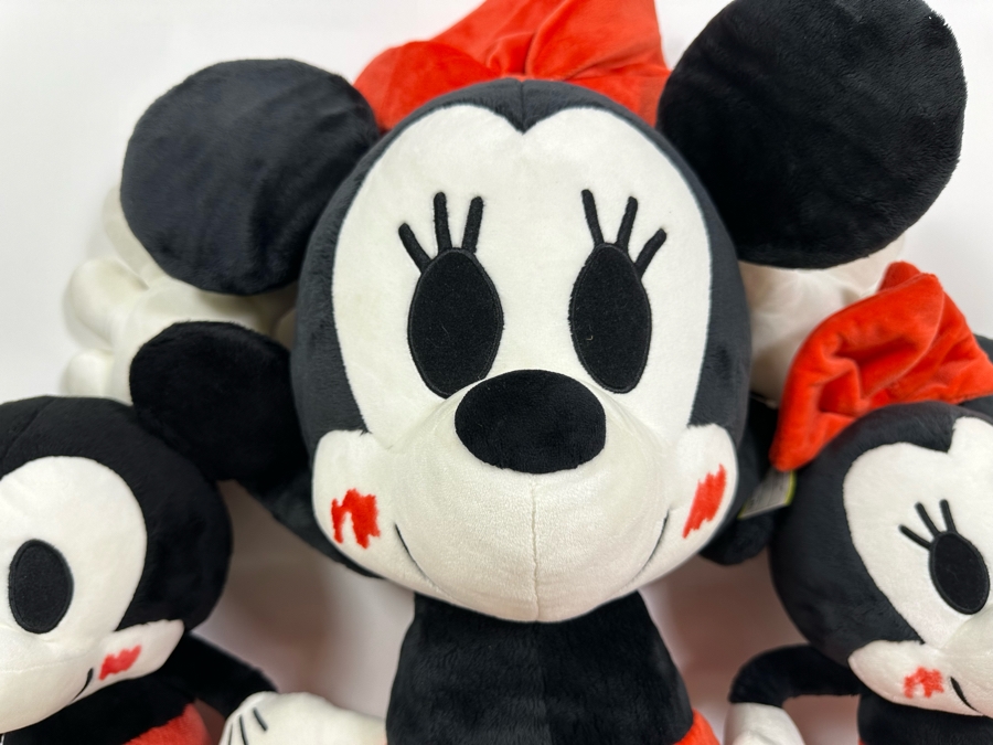 Japanese Walt Disney Small Mickey Mouse Plush 18H, Small Minnie Mouse Plush And Large Minnie Mouse Plush 27H Titled Love Love Mickey & Minnie By Nakajima [Photo 4]
