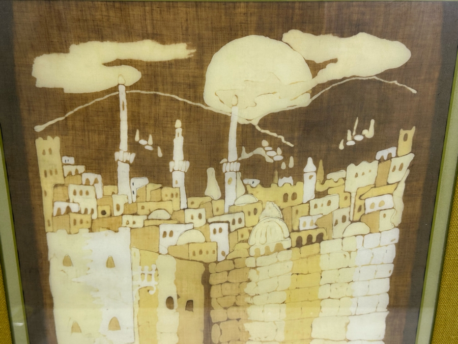 Vintage Mid-Century Israeli S‌igned Batik Artwork 15 X 23 With Frame 23 X 31 [Photo 4]