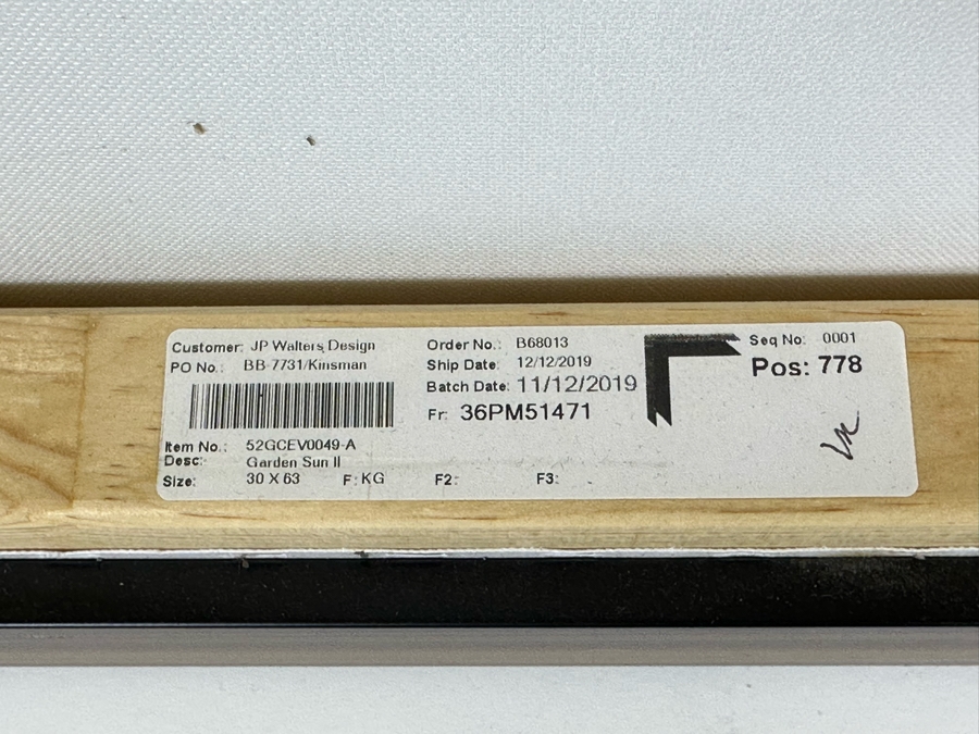 Large Canvas Print Titled 'Garden Sun II' 30 X 63 Framed [Photo 8]