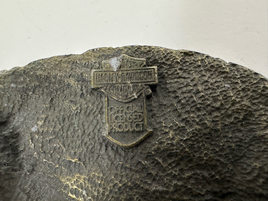 Vintage 1992 Harley-Davidson Motor Cycles Belt Buckle With Leather Belt Size M [Photo 6]