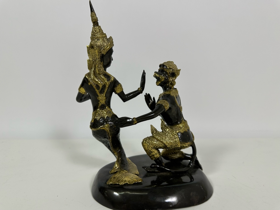 Vintage Gilt Metal Thailand Statue Figures 6W X 8H [Photo 7]