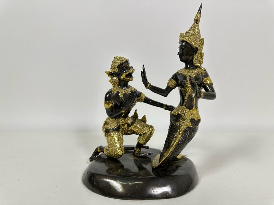 Vintage Gilt Metal Thailand Statue Figures 6W X 8H [Photo 3]