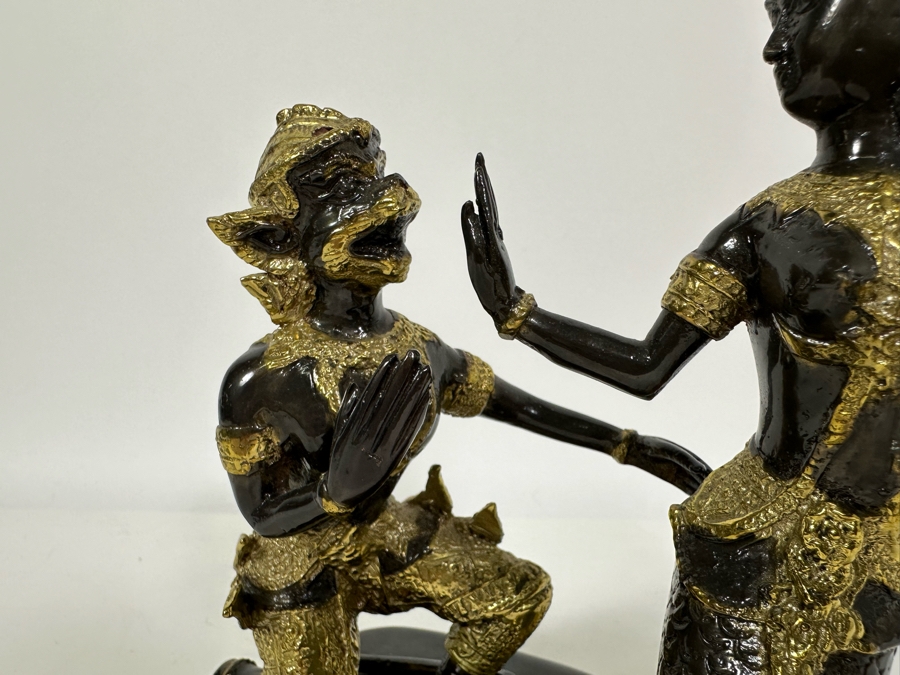 Vintage Gilt Metal Thailand Statue Figures 6W X 8H [Photo 4]